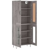  Visoka komoda siva sonome 69 5x34x180 cm od konstruiranog drva - Sivi hrast sonoma 1 2 staklena vrata Slike