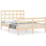 The Living Store Posteljni okvir z vzglavjem 120x200 cm trden les - Posteljni Okvir, (21526036) | Shoptok.si