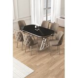 Hanah home trpezarijski set Afe, sto i 6 stolica, ploča u dekoru Sonata, hromirane noge, kapućino tkanina Babyface | Eponuda.com