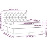  Box spring postelja z vzmetnico LED temno siva 180x200 cm žamet, (20789236) | Shoptok.si