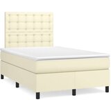 Boxspring - Krevet s oprugama i madracem krem 120x200 cm od umjetne kože - Krema 120 x 200 cm gumbi | shoptok.hr
