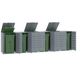  Spremište za 6 kanta za otpad sivo 414 x 79 x 117 cm čelično | shoptok.hr