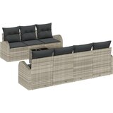 vidaXL 8-delna vrtna kavčna garnitura z blazinami svetlo siva poli ratan | Shoptok.si