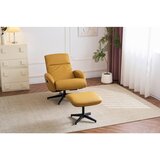 Modern Living počivalnik s podnožnikom basty, rumena, videz usnja | Shoptok.si