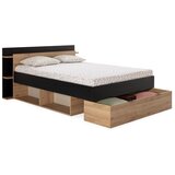 Marckeric Crni/u prirodnoj boji bračni krevet u dekoru hrasta s prostorom za odlaganje bez podnice 140x190 cm Albo – | shoptok.hr