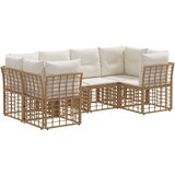  Set vanjskih sofa s jastukom 6 pcs Prirodna Poliester - Prirodna | shoptok.hr
