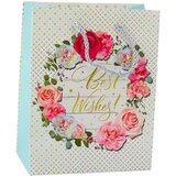 GIFT Bag Patterns Flowers Best Wishes 23 x 18 x 10.5 cm | Shoptok.si