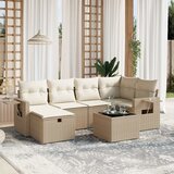 Maison Chic Seti vrtnega pohištva - Vrtna garnitura - Vrtni pohištvo set 7-delna z blazinami bež poli ratan, (21805814) | Shoptok.si