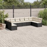 vidaXL 10-dijelni set vrtnih sofa s jastucima crni od poliratana | shoptok.hr