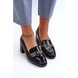 VINCEZA Black Patent Low Heel Court Shoes with Decoration Makki | shoptok.hr