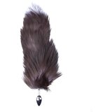 Sunfo - kovinski analni dildo z lisičjim repom (srebrno-črn) Cene