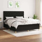  Box spring postelja z vzmetnico črna 160x200 cm blago, (20791640) Cene