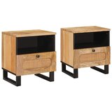  Noćni ormar 2 pcs Prirodna 40 x 33 x 46 cm Čvrsto drvo manga | Eponuda.com