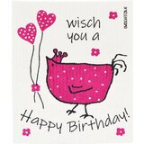 OWOSCHFETZN Gobasta krpa "Kokoš Berta - Happy Birthday" - Roza Cene
