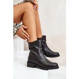 VINCEZA Leather Women's Ankle Boots Insulated With Gathering Black 66714 | shoptok.hr