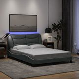 Maison Chic Posteljni okvir - Dvoposteljna postelja - Zakonska postelja z LED brez vzmetnice svetlo siv 140x190cm blago, (21697176) | Shoptok.si