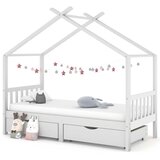 vidaXL otroški posteljni okvir s predali bela trdna borovina 90x200 cm Cene