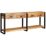  Konzolna miza s predalom 2 pcs Rjava Trden robusten mangov les - - Rjava - 38.44 - 200 x 33 x 75 cm - 2025- | Shoptok.si