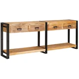 Konzolna miza s predalom 2 pcs Rjava Trden robusten mangov les - - Rjava - 38.44 - 200 x 33 x 75 cm - 2025-