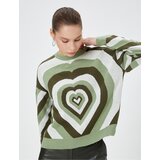 Koton Knitwear Sweater With Heart Multicolored Long Sleeved Crew Neck. Cene