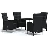  5-dijelni vrtni blagovaonski set s jastucima crni | shoptok.hr
