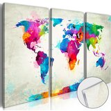  Slika na akrilnom staklu - World Map: An Explosion of Colours [Glass] 60x40 | shoptok.hr