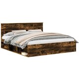 vidaXL Konstrukcija postelje z vzglavjem Dimljeni oreh 180 x 200 cm, (5000121024) | Shoptok.si
