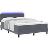  Krevet s opružnim okvirom i madracem &amp LED Tamno siva 160x200 cm Baršun | shoptok.hr