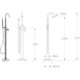  Prostostoječi tuš s pipo za kad iz nerjavečega jekla 118,5 cm | Shoptok.si