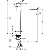 Hansgrohe visoka enoročna armatura za umivalnik TALIS E 240 brez zgornjega dela sifona - krom (71717000) Cene
