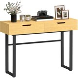 HOMCOM Konzolna miza iverna plošča, kovina 110D x 35Š x 76,5V cm naravni les, (5000243031) Cene