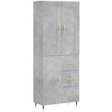 vidaXL Visoka komoda siva betona 69 5x34x180 cm od konstruiranog drva | shoptok.hr