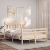 vidaXL Posteljni okvir z vzglavjem 140x200 cm trden les | Shoptok.si