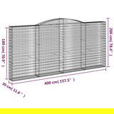 Lučne gabionske košare 2 kom 400x30x180/200cm pocinčano željezo | shoptok.hr