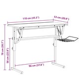  Radni stol boja hrasta i siva 110 x 53 x(58-87) cm drvo i čelik | shoptok.hr