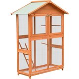 vidaXL Ptičja kletka iz trdne borovine in lesa jelke 125,5x59,5x164 cm | Shoptok.si