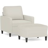  Fotelja s tabureom krem 60 cm baršunasta Krema | Shoptok.si