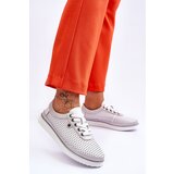 S. BARSKI Fashionable Leather Openwork Sports Shoes White-Silver Cantare | ePonuda.com