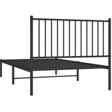  Metalni okvir za krevet s uzglavljem crni 100x190 cm | shoptok.hr