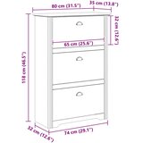  Polica za cipele s ladicama BODO Medeno smeđa 80 x 35 x 118 cm | shoptok.hr