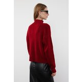 Trendyol Burgundy Soft Textured Zippered Knitwear Cardigan | Shoptok.si