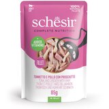 Schesir Cat Tuna in piščanec s šunko v želeju 85 g vrečka | Shoptok.si