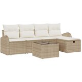 vidaXL Vrtna sedežna garnitura z blazino 6 pcs Bež Poly ratan, (5000144709) | Shoptok.si