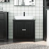 vidaXL Kopalniška omarica BERG črna 60x34x59 cm trdna borovina | Shoptok.si