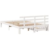 vidaXL Posteljni okvir s predali bel 135x190 cm trdna borovina | Shoptok.si