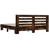  Posteljni okvir dimljeni hrast 200x200 cm inž. les in kovina | Shoptok.si