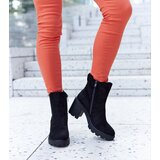 Gemre Black insulated eco-suede ankle boots on a block heel Caio | ePonuda.com