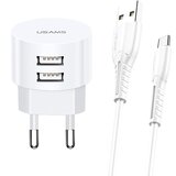Usams OMREŽNI POLNILEC 2XUSB T20 2.1A MICROUSB BEL HITRO POLNJENJE, (22057749) | Shoptok.si