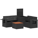  Set sofe 6 kom. Crna i Plava Poli Rattan i čelik | shoptok.hr