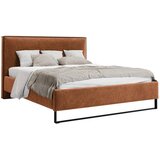 MID.YOU OBLAZINJENA POSTELJA 180 cm x 200 cm , les, tekstil, leseni material opečnato rjava | Shoptok.si